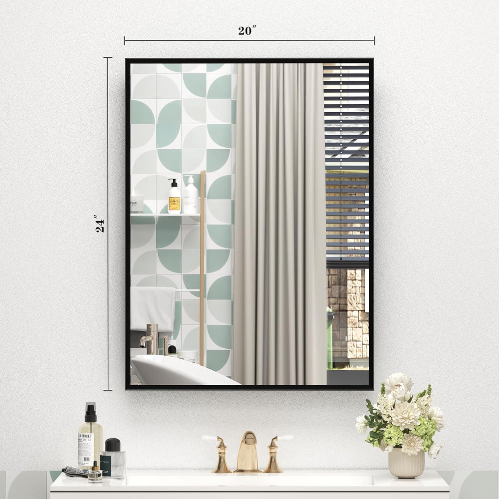 Black Framed Bathroom Mirror for Over Sink 20x24