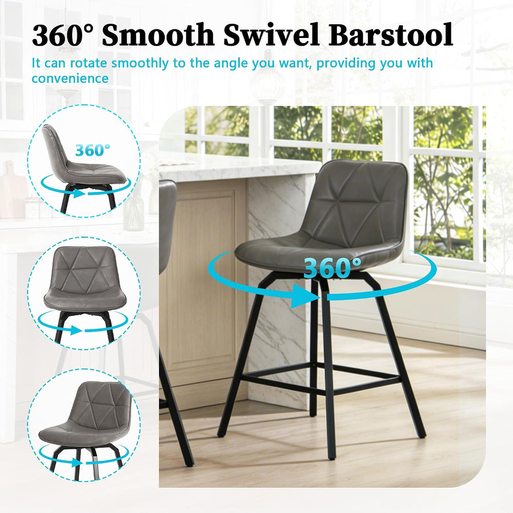 26" Counter Height 360° Swivel Bar Stools Set of 3, Triangular Pattern F...