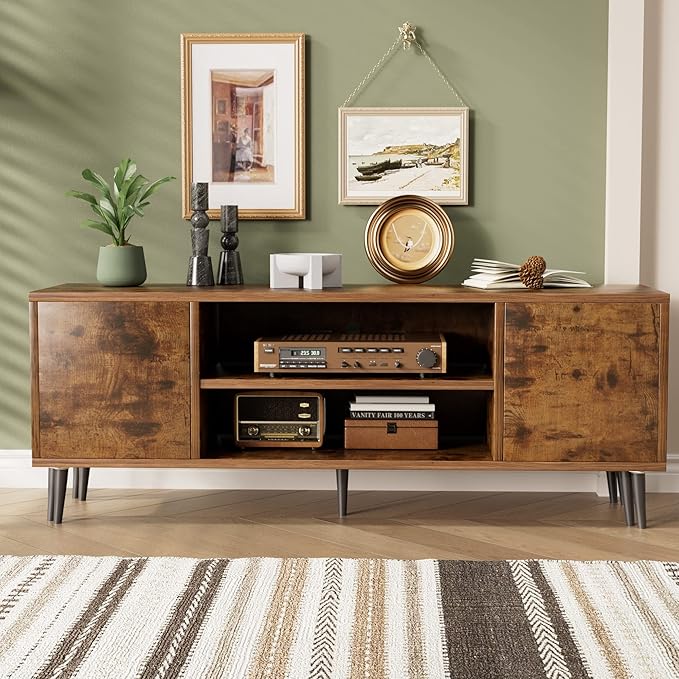 JUMMICO TV Stand for 65 Inch TV, Mid Century Modern TV Stand, Entertainment C...