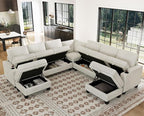 Belffin Modular Sectional Sofa Couch with Storage U Shape Convertible Corner Couches for Living Room White Couch