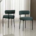 DYHOME Green Dining Chairs Set of 2, Mid-Century Modern Dining Chairs, Kitchen Dining Room Chairs, Curved Backrest Round Upholstered Boucle Sherpa Dining Chair with Black Metal Legs