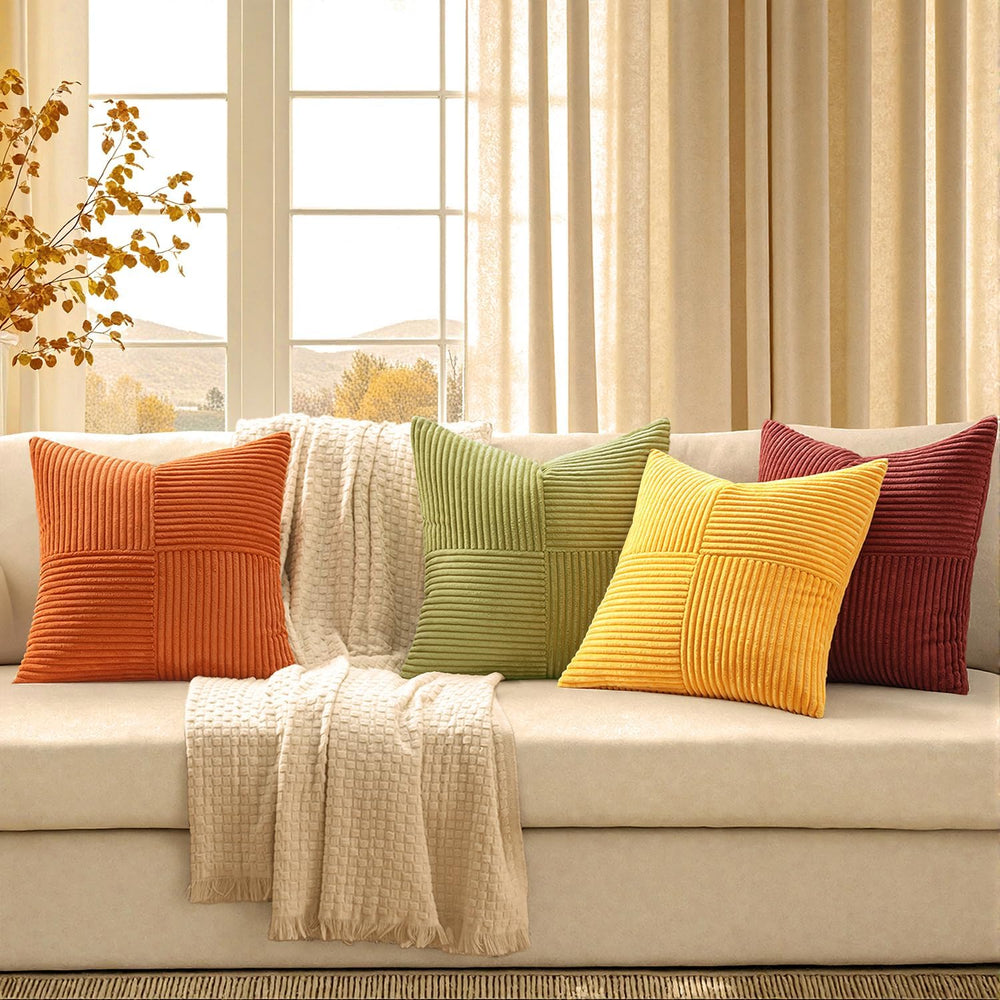 MIULEE Fall Yellow Orange Rust Throw Pillow Covers 18x18 Inch 4 Packs Boho Fa...