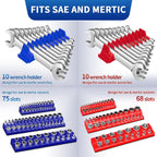 8PS Magnetic Wrench and Socket Organizer Set, Tool Trays 1/4", 3/8", 1/2" Tool Box Organizer, Metric Holder(Socket, Wrench not Included)