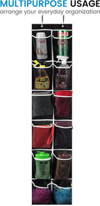 ZOBER Over the Door Shoe Organizer - 12 Mesh Pockets, Space Saving Hanging Shoe Holder for Maximizing Shoe Storage, Accessories, Toiletries, Etc. No Assembly Required, Organizer for Shoes 57½” x 12”