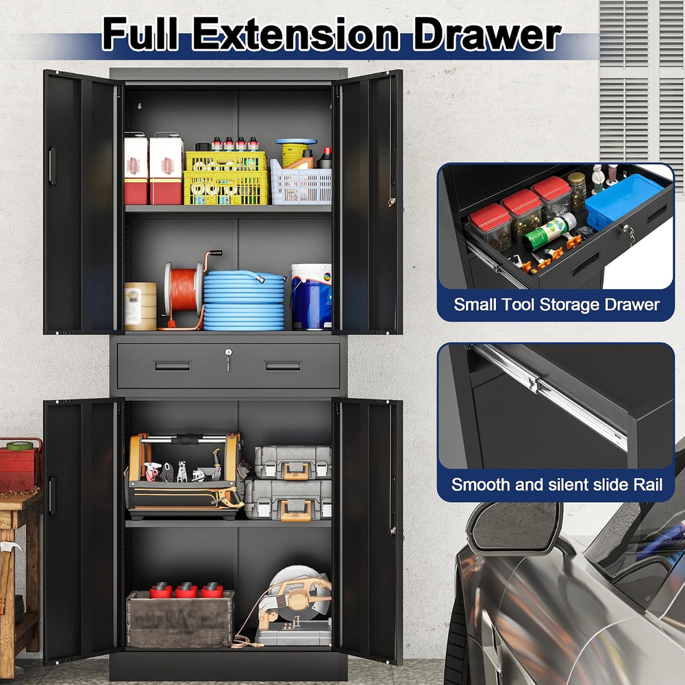 BESFUR Metal Storage Cabinet with a Drawer 4 Doors and 2 Adjustable Shelves G...
