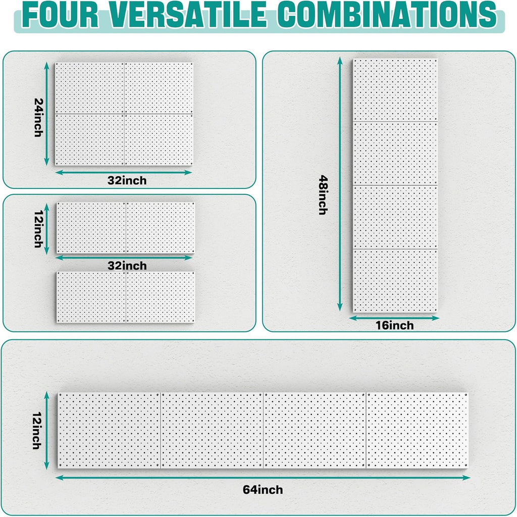 EVERHANGER Metal Pegboard Panels, Heavy Duty Pegboard Wall Organizer, Garage Wall Panels, Tool Storage Organization, 12"X16", 2pcs, Gray