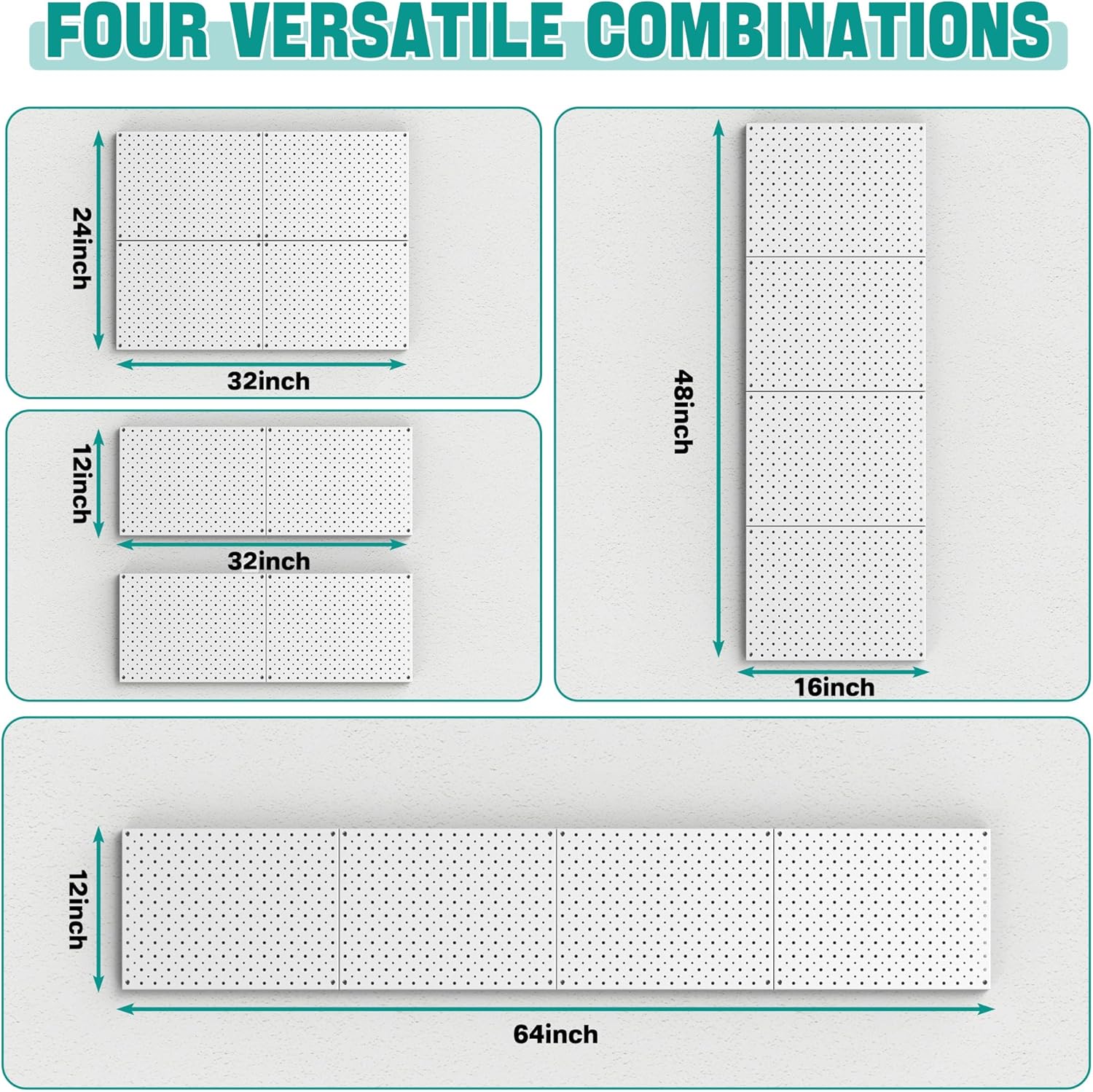 EVERHANGER Metal Pegboard Panels, Heavy Duty Pegboard Wall Organizer, Garage Wall Panels, Tool Storage Organization, 12"X16", 2pcs, Gray