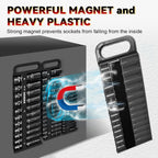 Magnetic Socket Holder Set with Handle, Portable Socket Organizer, Heavy Duty Socket Racks (Black, 1/4" Drive)