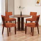 GOTMINSI Mid Century Modern Dining Chairs,Velvet Farmhouse Upholstered Kitchen Chairs, Accent Curved Backrest Dining Room Chairs with Hardwood Legs (Caramel-Walnut Legs, 4PCS)