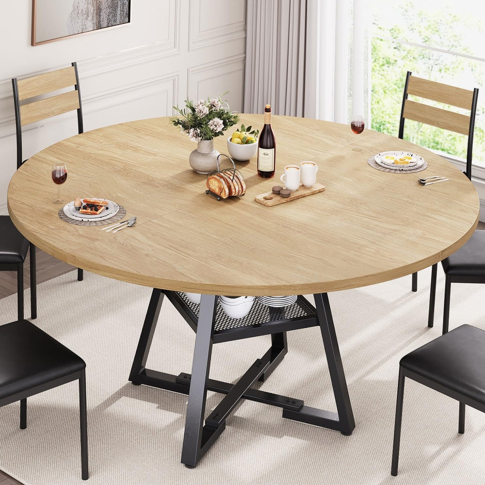 Jocoevol 51'' Round Dining Table for 6,Kitchen Dining Room Circle Din...