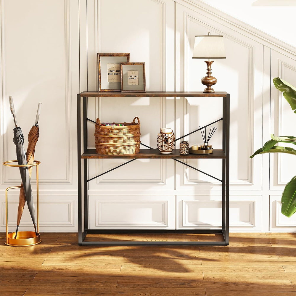 Giantex 36" Narrow Console Table, 2-Tier Entryway Tables with Wood Grain...