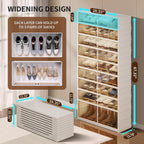 CIMLORD 9-Tier Foldable Shoe Rack Organizer with Wheels, 27 Pairs, White | Collapsible Large Plastic Shoe Cabinet, Fits Boots, Stackable, Clear Doors, Easy Assembly, Closet, Entryway, Living Room