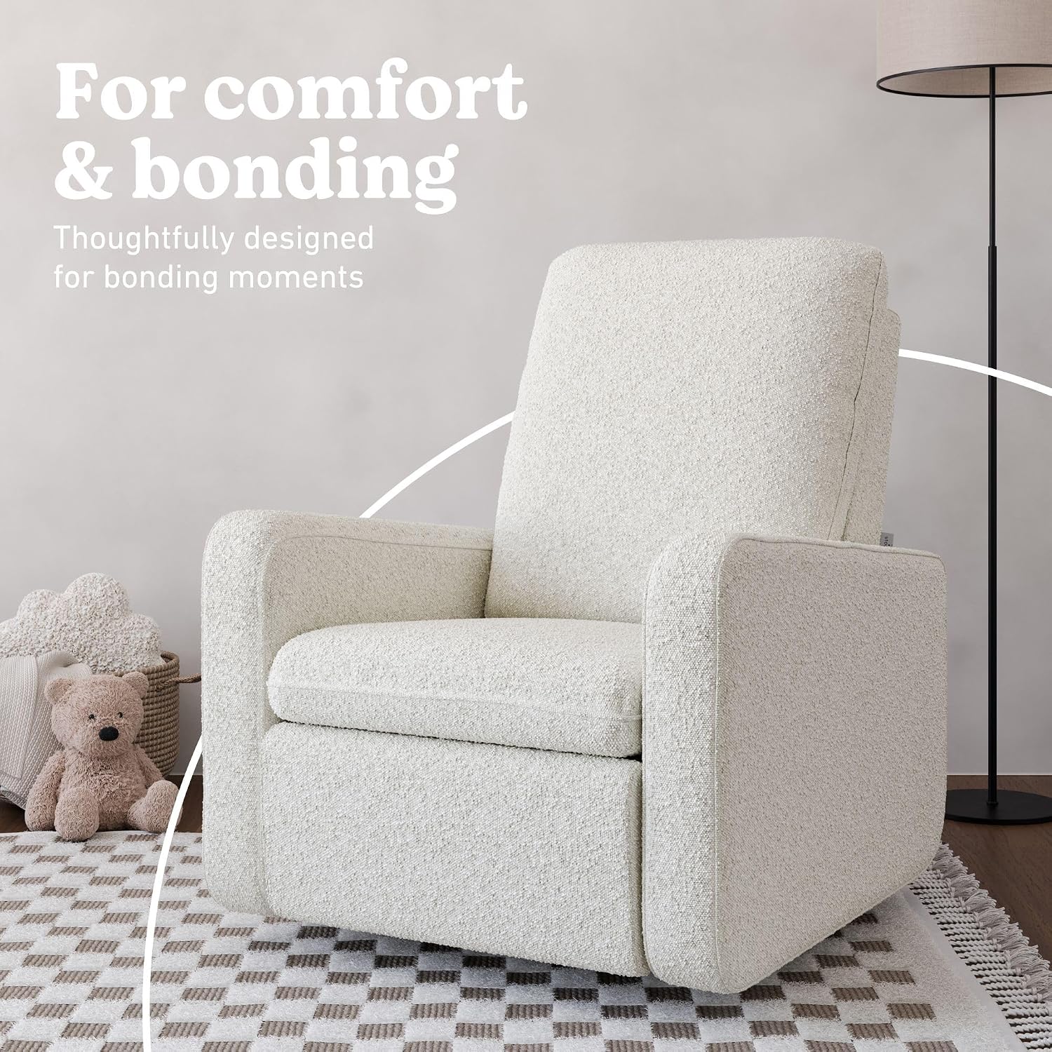 Graco Teddi Nursery Power Recliner Swivel Glider, Ivory Boucle | Electronic Power Recline, OEKO-TEX 100 Certified, USB-A & USB-C Charger, Premium Cushioning & Comfort, Glider Rocking Chair