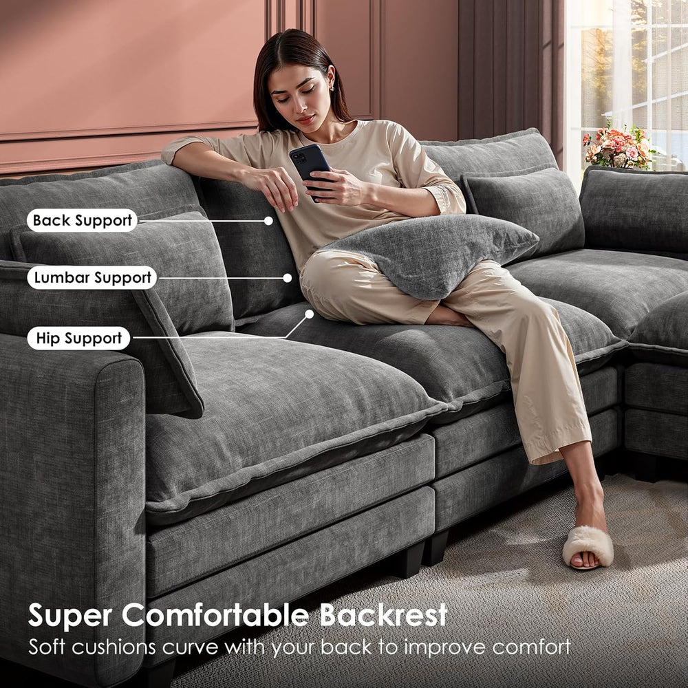 Marsail Modular Sectional Sofa 110.6" U-Shaped Modern Comfy Cloud Couch,...