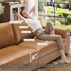 Hanherry Faux Leather 89" Sofa for Living Room, Modern Comfy Sofa with Medium Firm Seat Cushion, Removable Cover,Wide Armrest,USB/Type-C Port,Couches for Small Space,Apartment