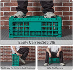 Collapsible Storage Crates, 52 Liter Heavy Duty Foldable Plastic Crates , Storage Baskets and Bins 23.6" L x 15.7" W x 8.6" H Stackable Dairy Milk Crates for Office, Home, Toy Storage