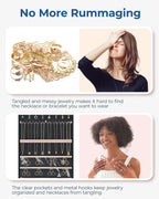 BAGSMART Hanging Jewelry Organizer with Hanger Metal Hooks Double-Sided Jewelry Holder for Organizing Earrings Necklaces Rings Perfect for in Hanging Closet, Wall, Door, 1 Piece, Large, Black