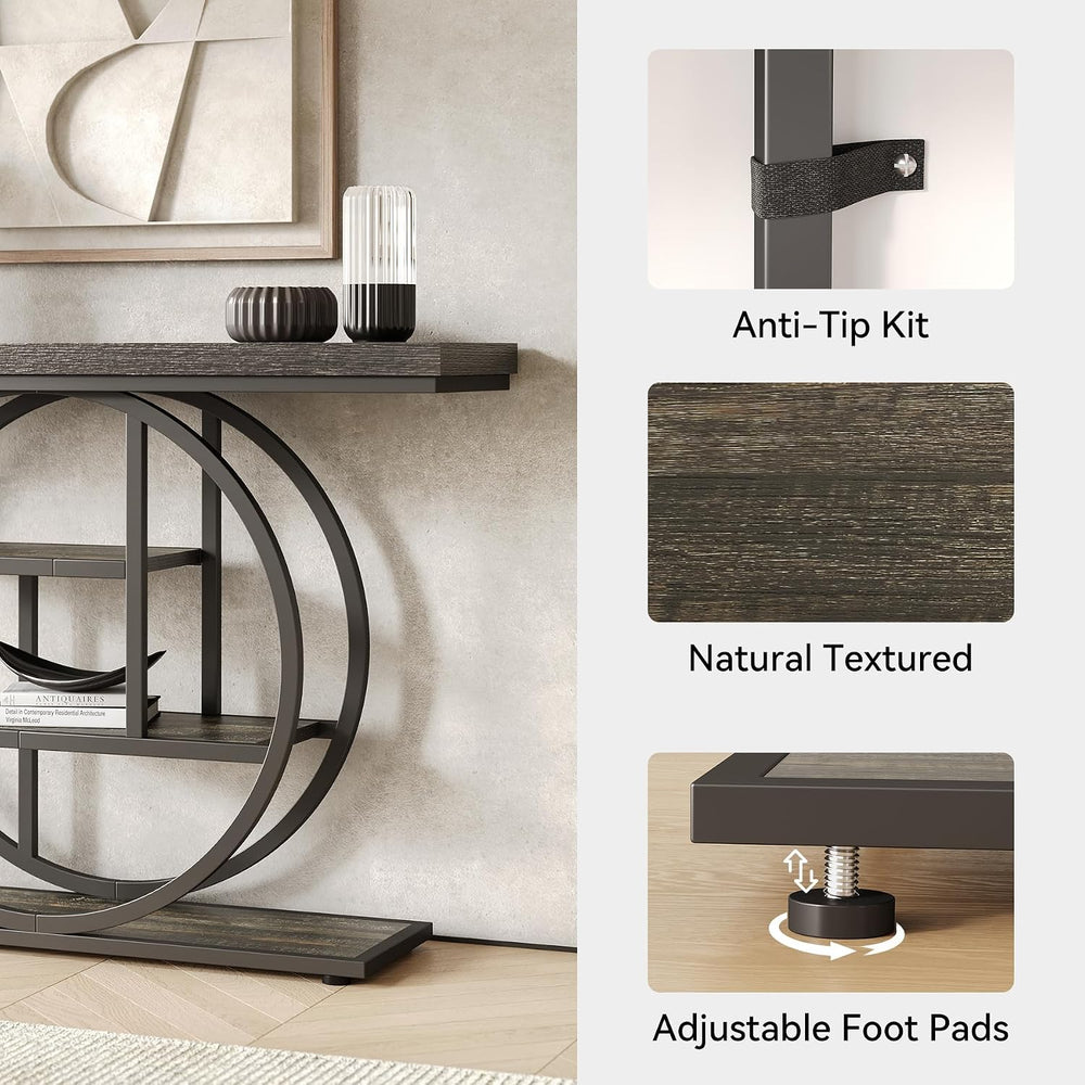 LITTLE TREE Console Table, 4-Tier Entryway Table, 41.3-Inch Industrial Sofa T...