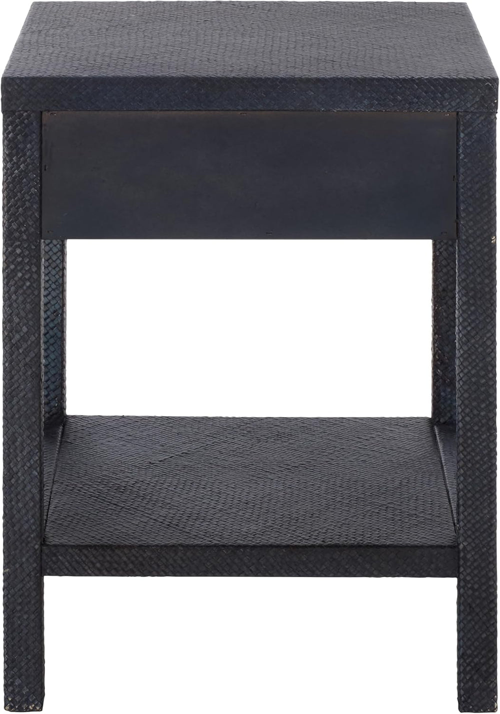 SAFAVIEH Home Collection – Epke Navy 1-Drawer 1-Shelf Accent Table, Woven Raf...