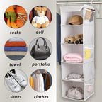 5 Shelves Hanging Closet Organizer, 2 Pack Hanging Storage with 6 Side Pockets for Clothes Shoes, 43"x12"x12"(Strip)