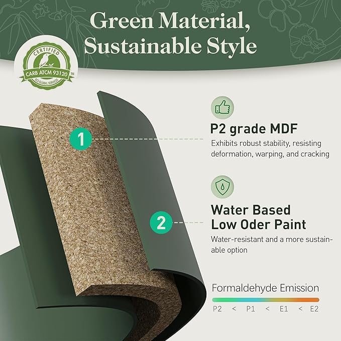 RoyalCraft Modern Buffet Sideboard Set of 2, 58'' Mid Century Modern Console Table, Media Credenza Cabinet with 4 Doors, Accent Cabinet for Entryway, Living Room, Forest Green