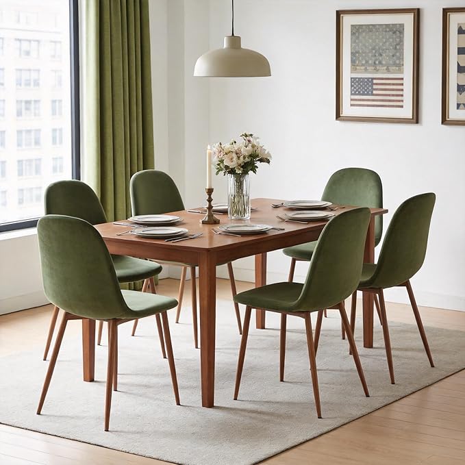 Velvet Dining Chairs Set of 4 - Modern Seating with Metal Legs for Living, Bedroom,Dining Room - Green Chairs for Dining Room, Chair Set for 4