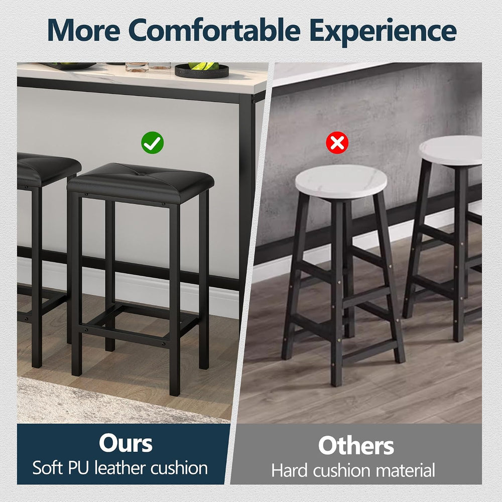 HUGROVE 4-Piece Bar Table and Chairs Set with 3 PU Upholstered Bar Stools, 60...