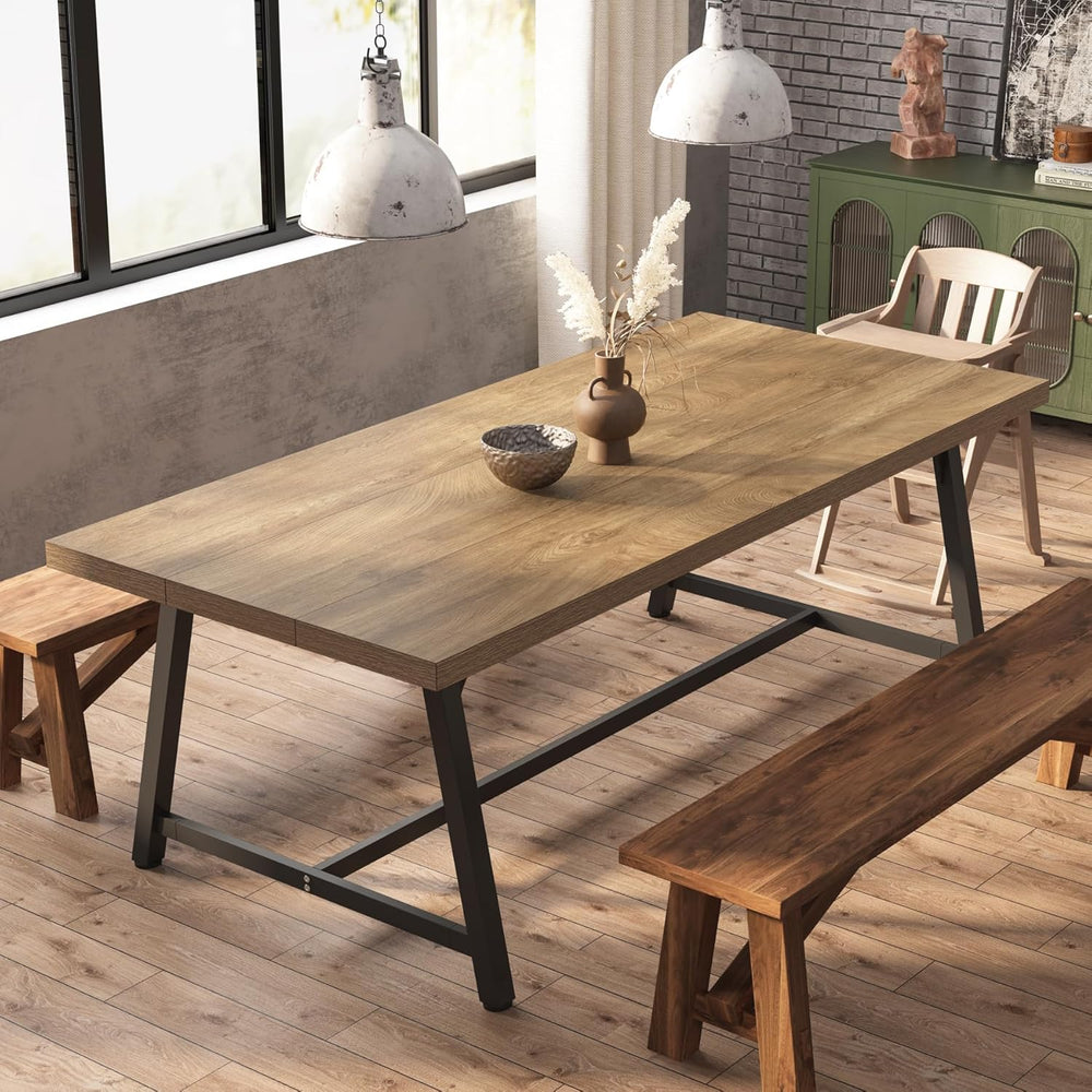Tribesigns Dining Table for 8 People, 70.87-inch Rectangular Wood Kitchen Tab...