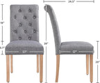 Yaheetech Dining Chairs Set of 2 Fabric Upholstered Dining Room Chairs with Button Tufted High Back and Solid Wood Legs for Kitchen/Living Room/Restaurant, Modern Style, Dark Gray