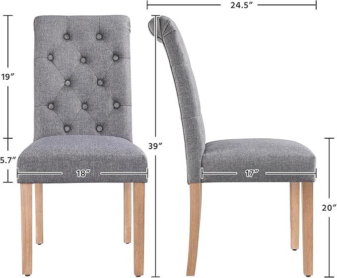 Yaheetech Dining Chairs Set of 6 Fabric Upholstered Dining Room Chairs with B...