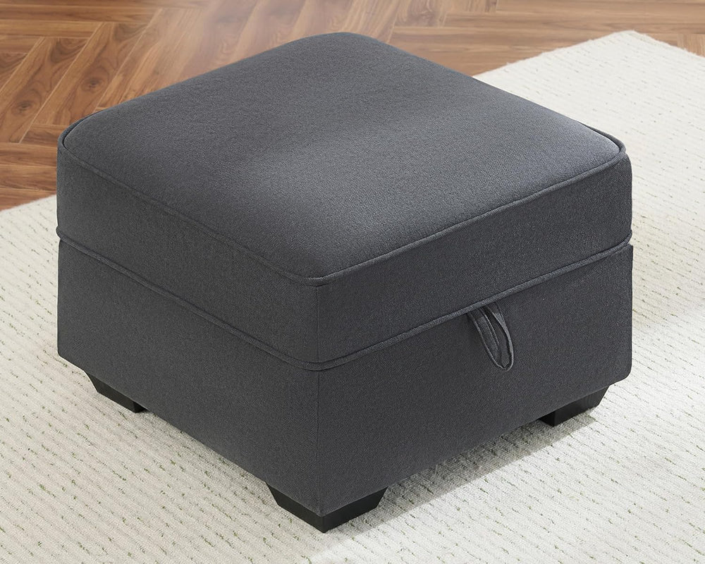 AMERLIFE Upholstered Storage Ottoman Footrest, Charcoal Grey | Storage Ottoma...