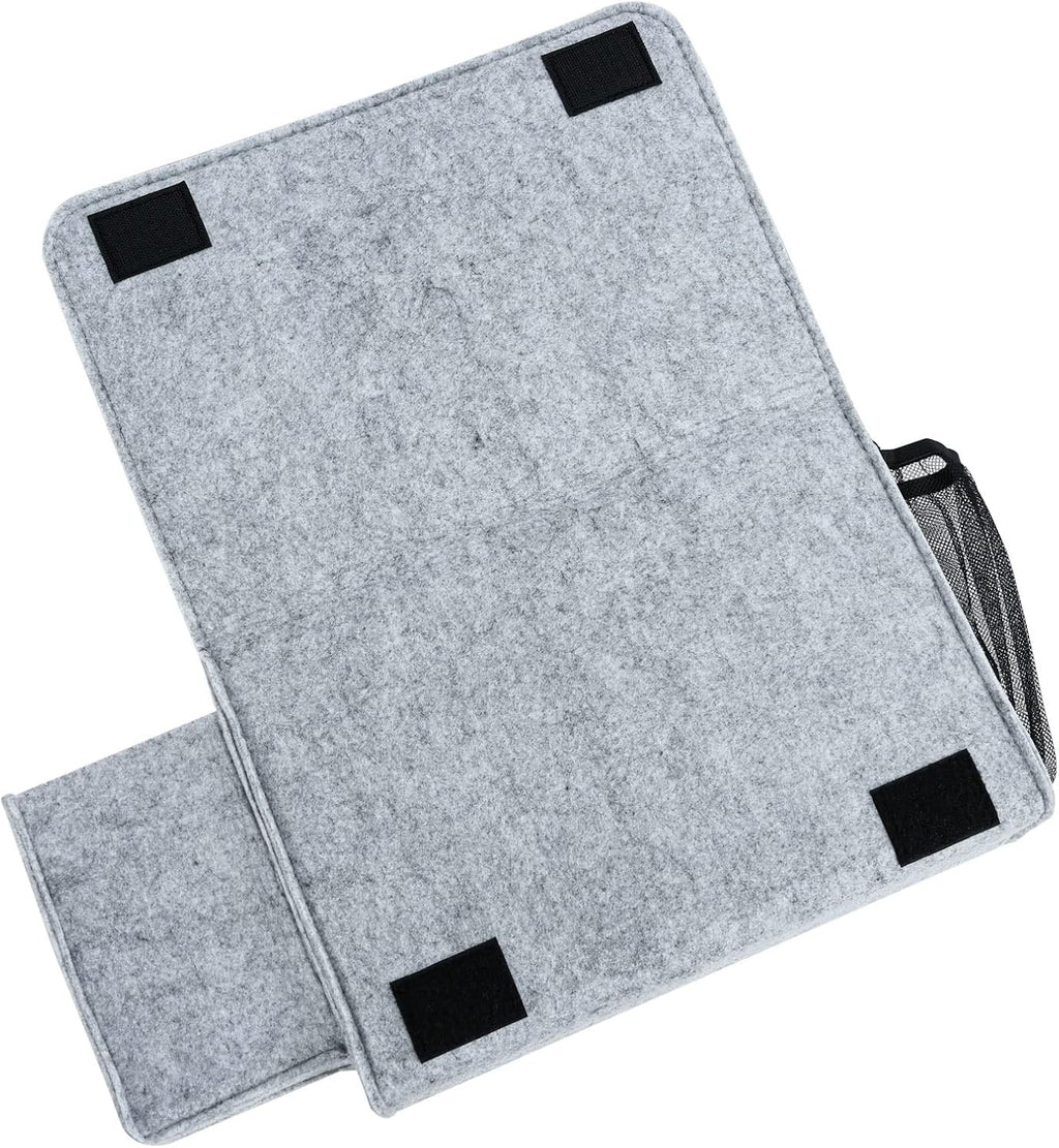 Bedside Caddy, Large Size Bedside Storage Organizer Bedside Organizer Caddy for Magazine Remotes Phone (13.4'' x 18.1'' Tissue box holder, Light Grey)