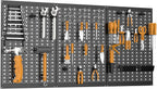TORACK 3 PCS Metal Pegboard Panels for Garage Wall Utility Tools Storage Pegboard for Workbench, Modular Peg Board Tool Organizer Board Kit(Pack of 3, Black)