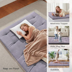 Mollydot Japanese Floor Mattress, Futon Mattress Twin Size 39"x 75", 2.5" Thicken Tatami Mattress, Portable Foldable Floor Bed, Roll Up Futon Cushion, Suitable for Camping Guest Room Dormitory (Grey)