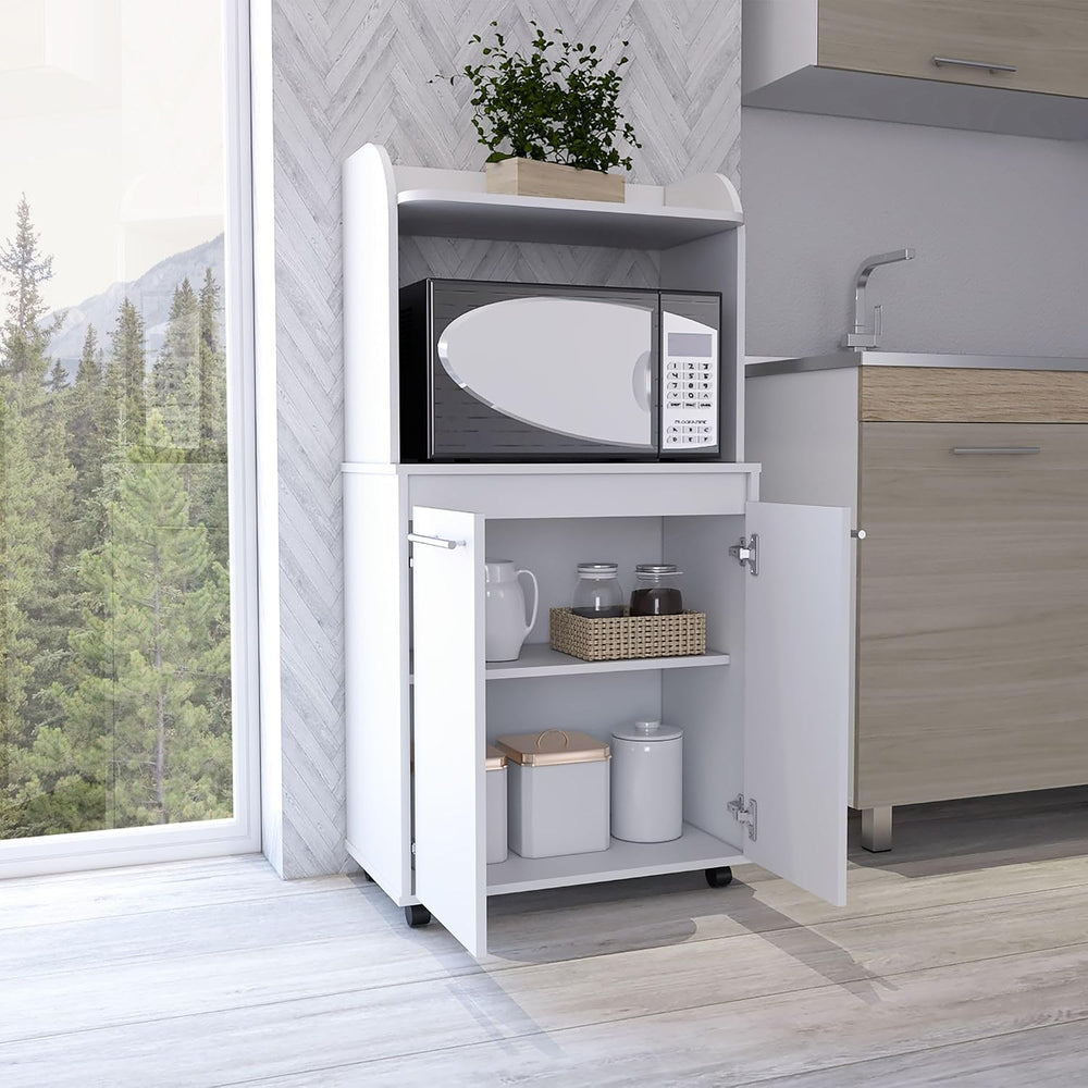 lapday Kitchen Storage with 1 Shelf & 2 Doors,Caster Wheels,for Living Ro...