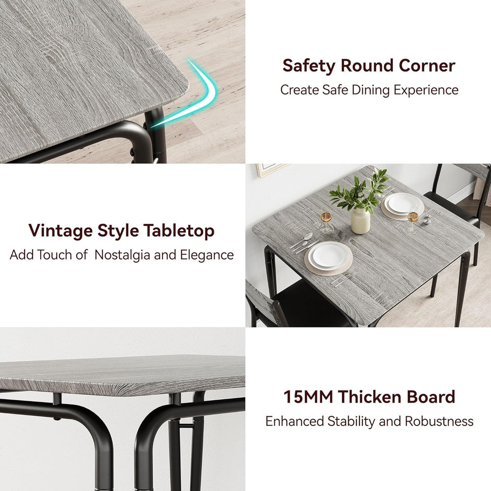 GarveeHome Dining Table for 2, Small Table and Chairs Set of 2, Square Dinett...