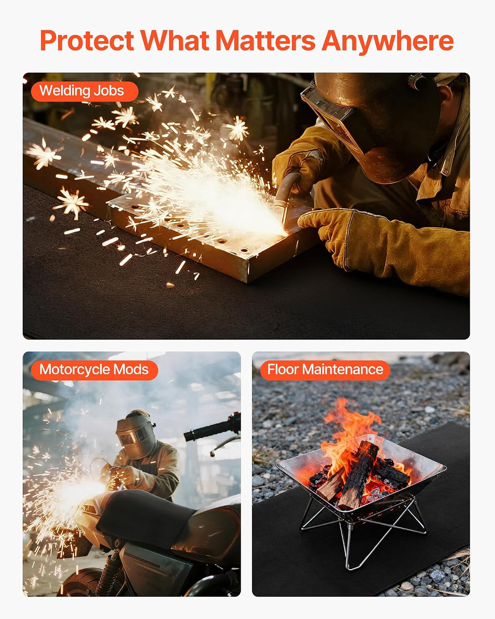VEVOR Carbon Felt Welding Blankets, 2-Pack 20" x 36" Flame Retardan...