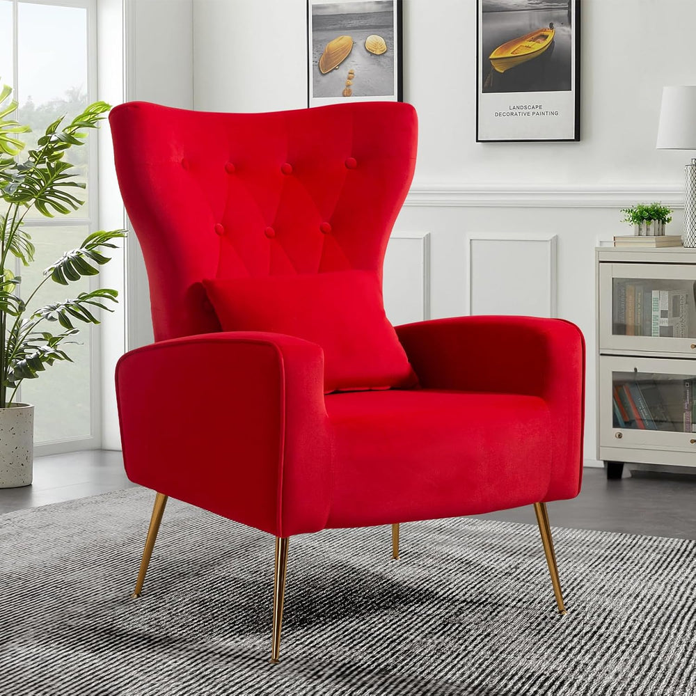 ZJhome Button-Tufted Velvet Accent Chairs Set of 2, WingBack Living Room Chai...
