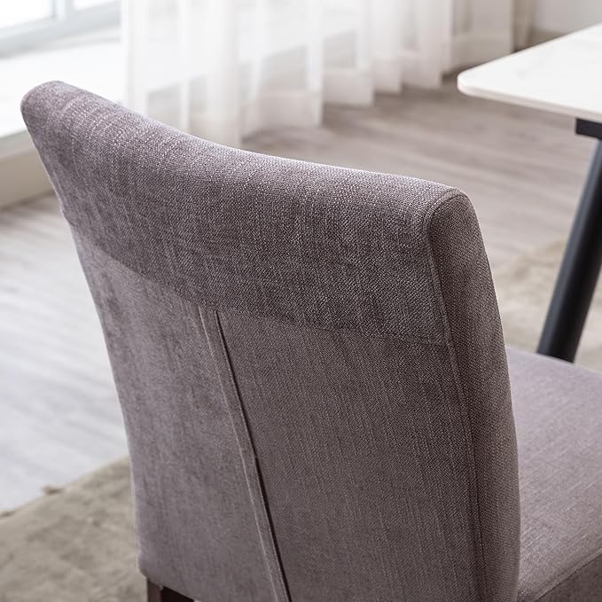 Watson & Whitely Upholstered Dining Chairs Set of 6, Fabric Armless Dining Room Chairs with Solid Wood Legs & Back Side Chair for Kitchen, Living Room, Restaurant, Dark Grey