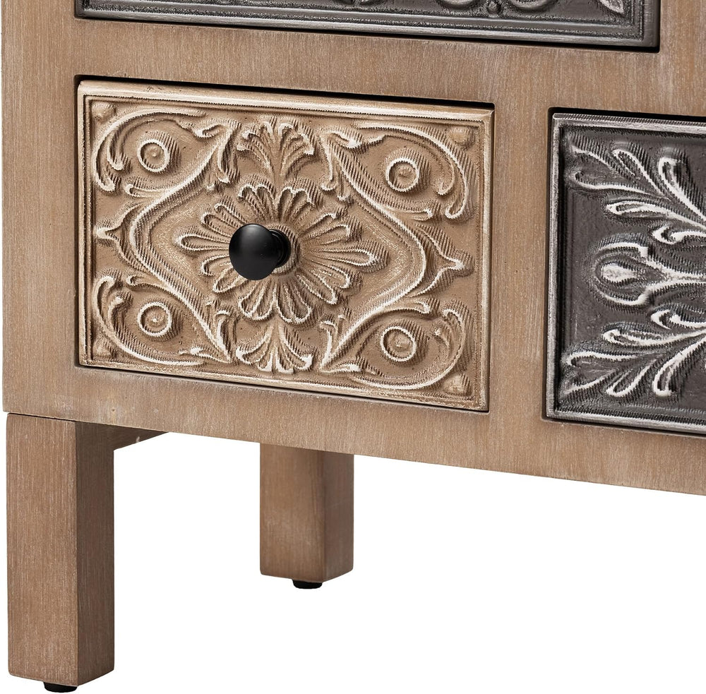 COSIEST 8-Drawer Boho Accent Cabinet, Hand-Carved Wood, Fully Assembled