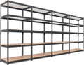 HOMEDANT 5-Tier Laminated Boltless Heavy Duty Metal Shelving Unit Adjustable Garage Storage Utility Rack Shelves Organization Multipurpose Shelf Warehouse Industrial (4, (M) 35.9" W, Black)