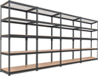 HOMEDANT 5-Tier Laminated Boltless Heavy Duty Metal Shelving Unit Adjustable Garage Storage Utility Rack Shelves Organization Multipurpose Shelf Warehouse Industrial (4, (M) 35.9" W, Black)