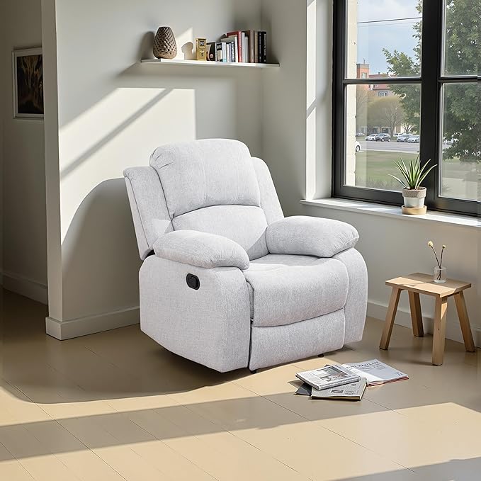 Recliner Sofa Set Couches for Living Room Chair Line Fabric Living Room Furniture Sets, Adjusted Reclining Couch Furniture Sofa Set for Theater Seating, Grey White