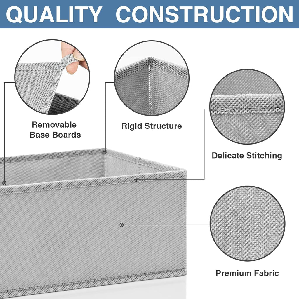 Criusia Drawer Organizer for Clothing, 12 Pack Sock Underwear Drawer Organizer Bins, Foldable Fabric Closet Organizers and Storage, Dresser Drawer Dividers for Baby Clothes, Bra, Scarves, Belt, Tie