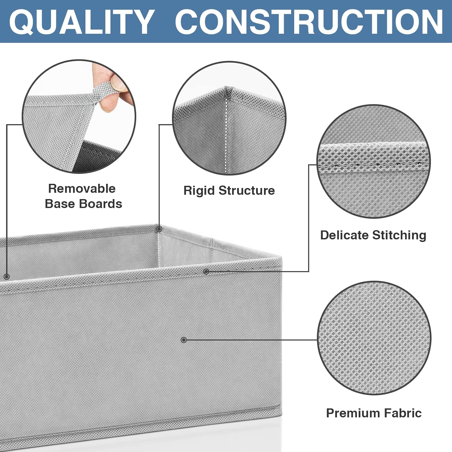 Criusia Drawer Organizer for Clothing, 12 Pack Sock Underwear Drawer Organizer Bins, Foldable Fabric Closet Organizers and Storage, Dresser Drawer Dividers for Baby Clothes, Bra, Scarves, Belt, Tie