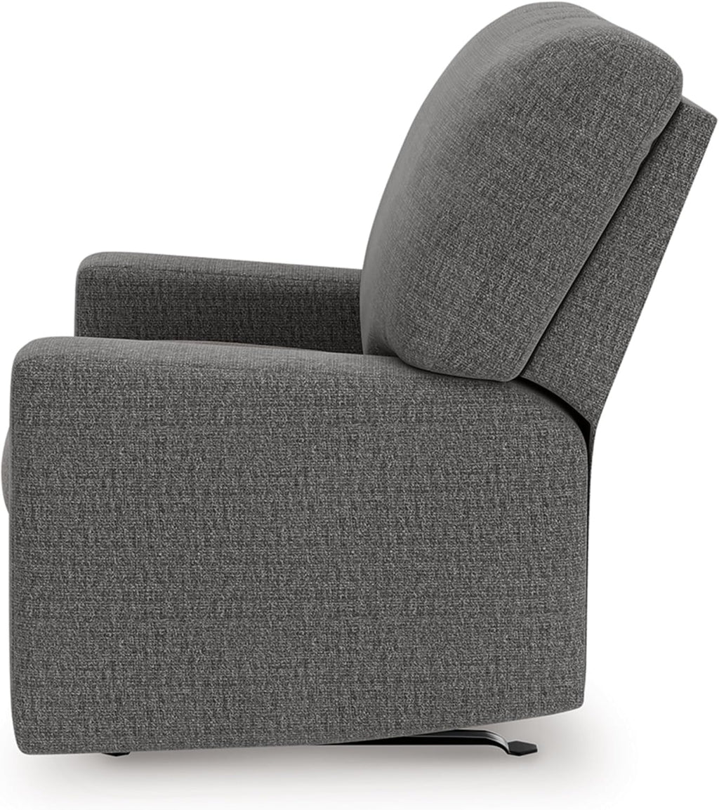 Signature Design by Ashley Revenna Manual Rocker Recliner, Greystone | 100% polyester menswear chenille fabric, Track arm style, Living room and lounge spaces