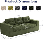 MAXYOYO 79" Loveseat Sofa Couch for Small Spaces, Upholstered Boneless Cloud Couch for Apartment Bedroom, 2-Seater Love Seat Floor Modern Sofa with Pillows, No Assembly Required, Dark Green