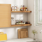 Floating Shelves 30" W x 8" D, Solid Elm Wood Shelves for Wall, 8 Inch Deep Floating Shelves for Home Storage & Display, Rustic Wooden Bathroom Shelves 30 Inch Long, Set of 2, Heavy-Duty Bookshelf