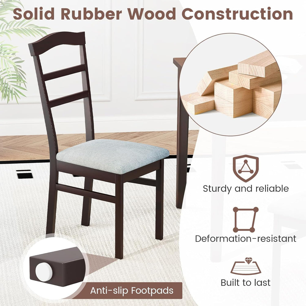 Giantex Wooden Dining Chairs Set of 2, Upholstered Kitchen Chair w/Rubber Woo...