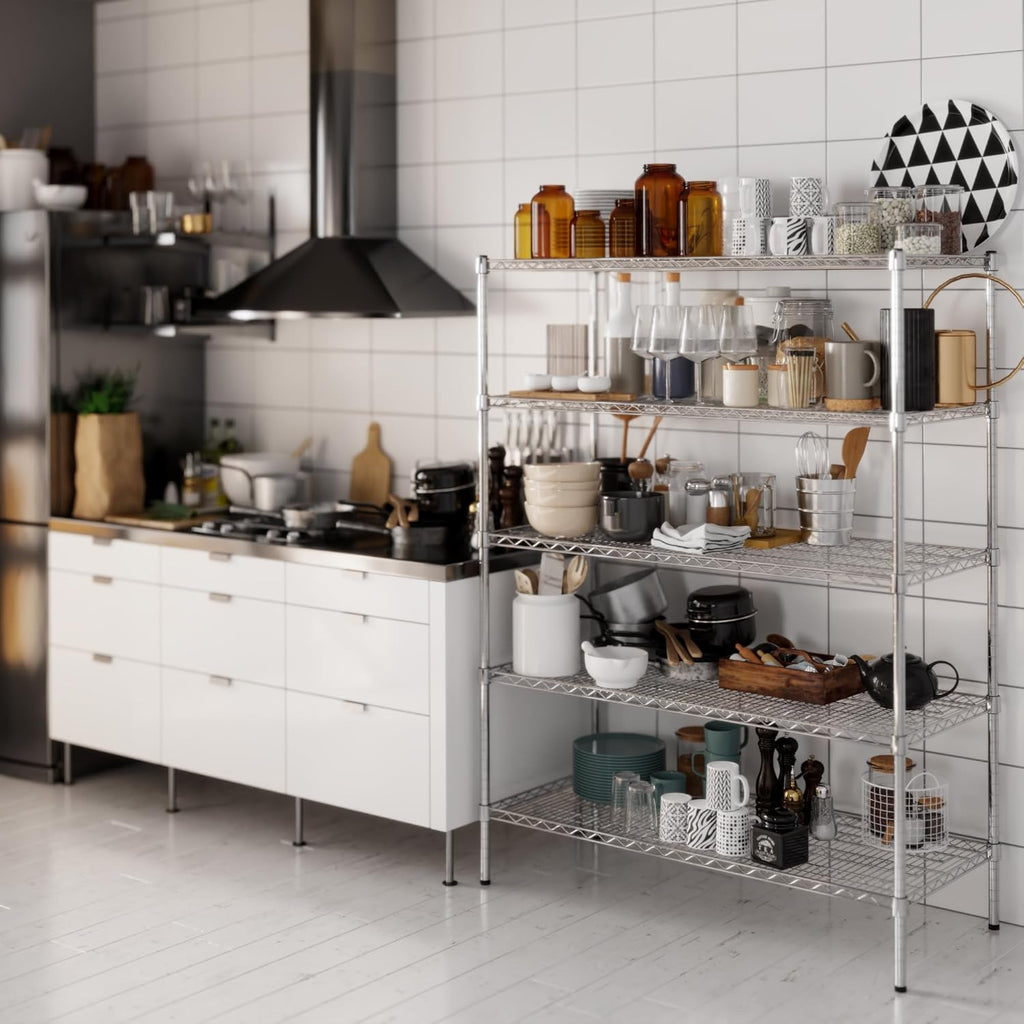 21" Deep x 48" Wide x 64" Height Wire Shelving Kit | 5-Tier | NSF Commercial Storage Rack Unit